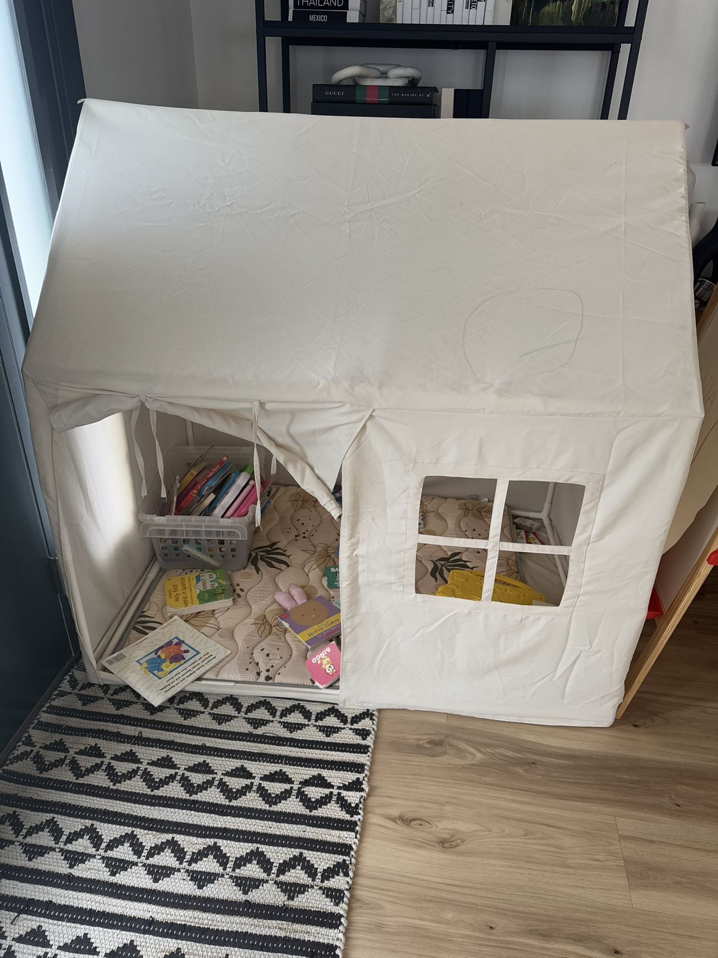 Indoor Portable Children Canvas Minimalist Kids Child Baby Toddler Play Tent Play House Neutral Color Montessori Fort