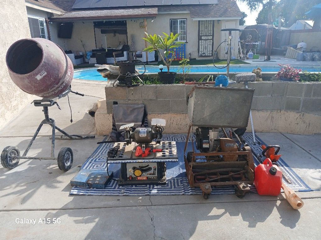 Tools, Cement Mixer, Milwaukee Sawzaw, Ryobi Table Saw