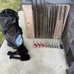 Men’s Set Of Left Hand Golf Clubs With Bag And Cover
