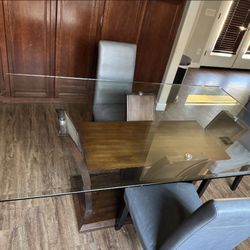 Solid Wood Clear Glass Kitchen Table (Moving Sale)