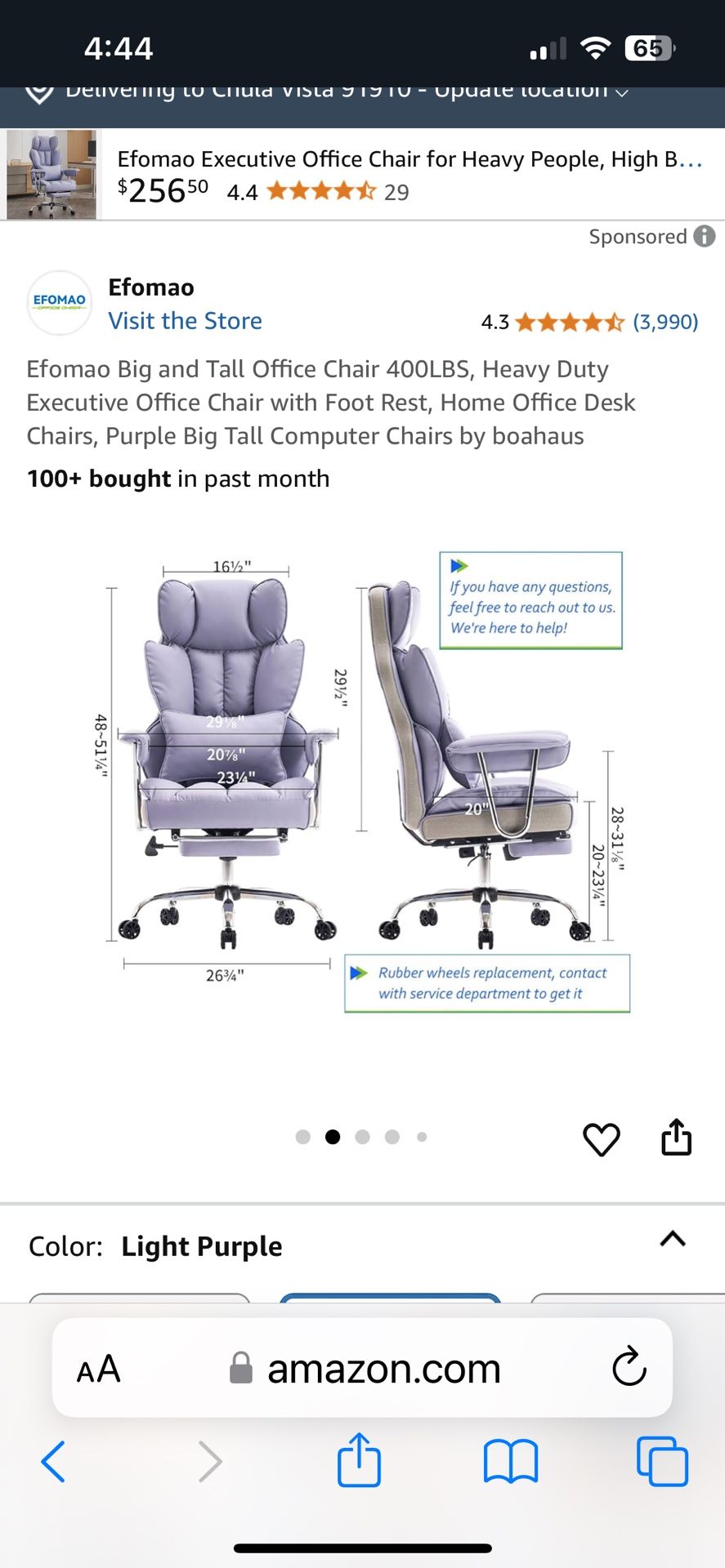 Big and Tall Office Chair 400LBS, Heavy Duty Executive Office Chair