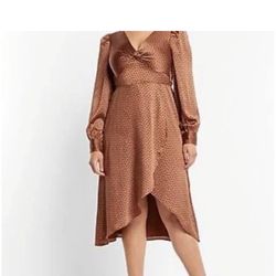 Like New Express Dress with Black Polka Dots Size XL