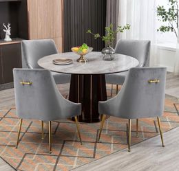 Set of 4- Grey Velvet Dining Chair