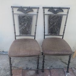 two metal chairs