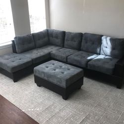Gray Heights Sectional With Ottoman 
