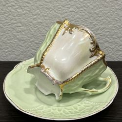 Vintage Teacup and Saucer Soft Green Bone China 