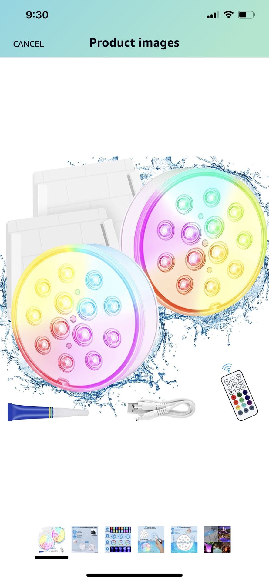 Pool Lights, Rechargeable Submersible LED Lights with Remote RF, IP68 Underwater Waterproof Pond Light, 16 Colors Hot Tub Lights for Inground Pool, Aq