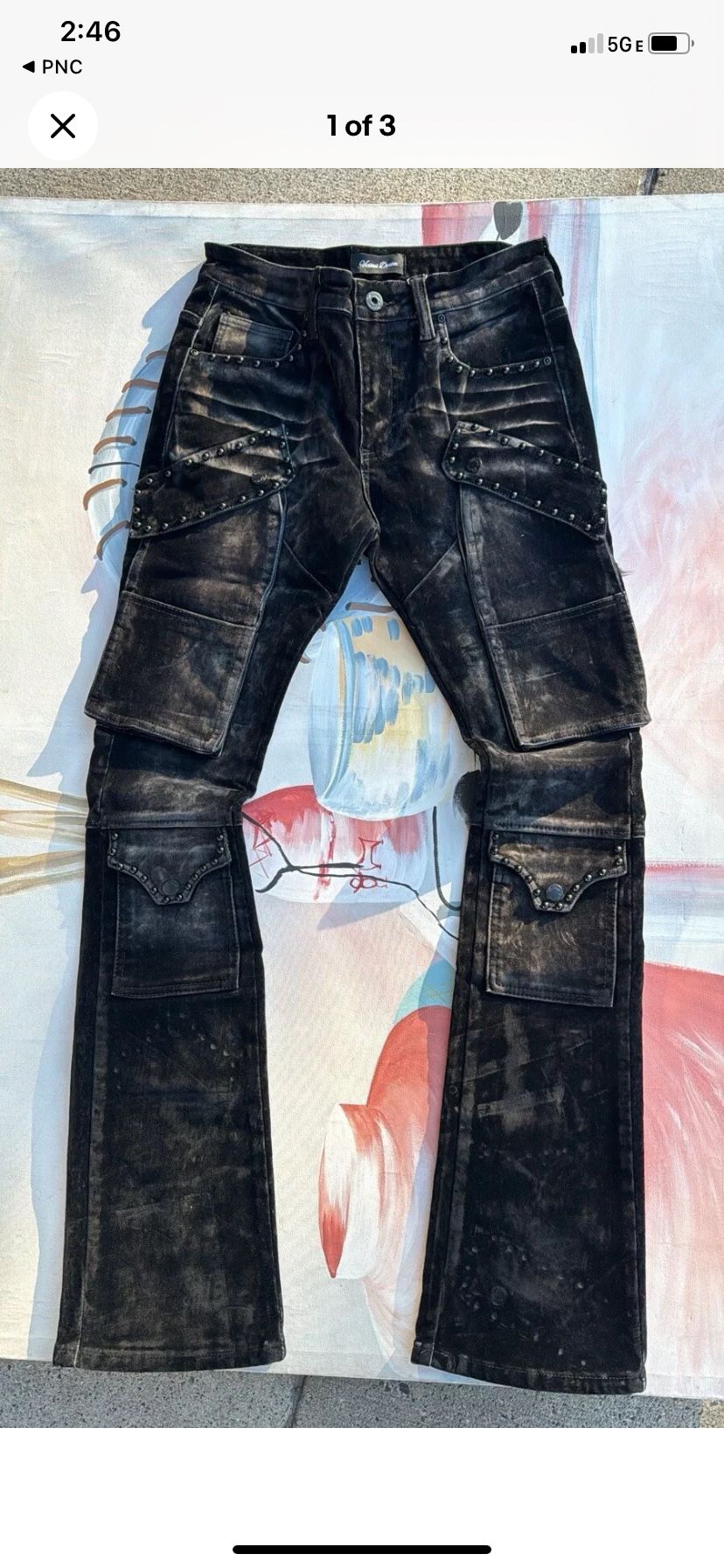 Black Rhinestone Denim