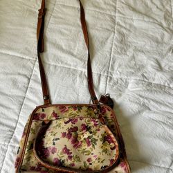 Patricia Nash floral crossbody bag with leather trim 