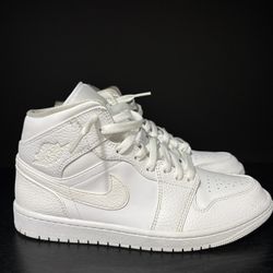 Air Jordan 1 mid, all white, size 8.5