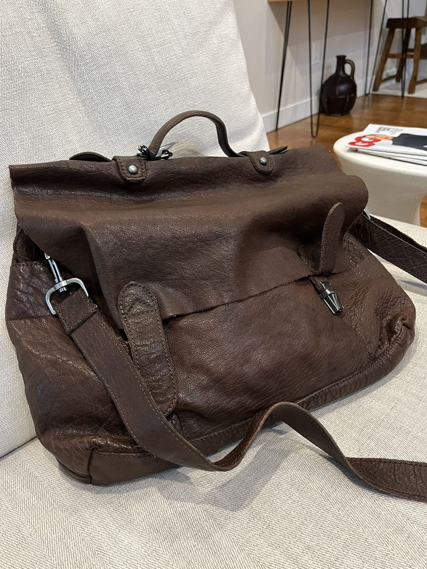 Frye Washed Leather Top Handle Messenger Bag