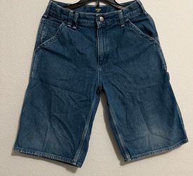 OshKosh B'gosh Boys Cargo Denim Shorts Blue 14 30W 12" Inseam Pockets