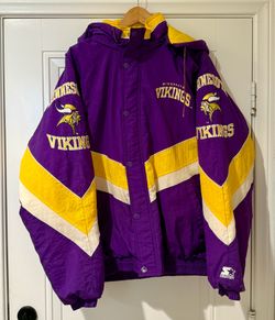 The Minnesota Vikings NFL Starter Pro Line Vtg Sports Hoodie Puffer Jacket Coat - Size XL