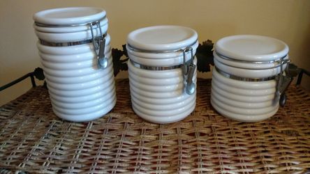 Vintage white canister set