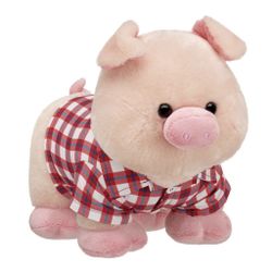 Build A Bear Fuzzy Pink Pig Soft Toy Farm Plaid Gift Set