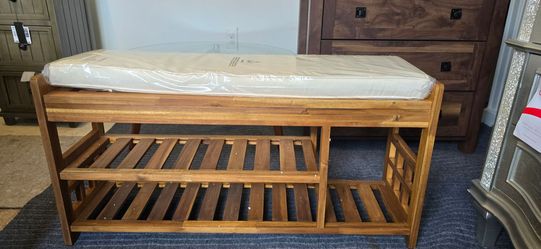 Wooden Shoe Bench with Built-In Storage (BRAND NEW)