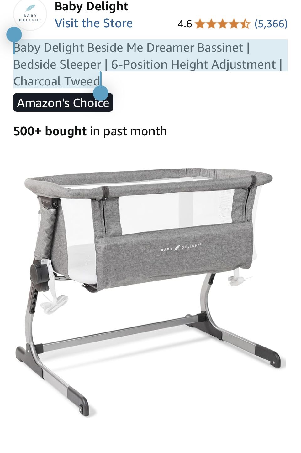 Baby Delight Beside Me Dreamer Bassinet Bedside Sleeper Position