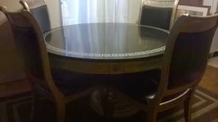 Nice dining table with 4 chairs marble top