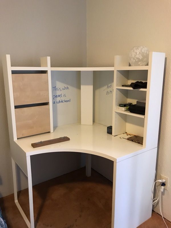 Ikea Micke Corner desk unit with hutch