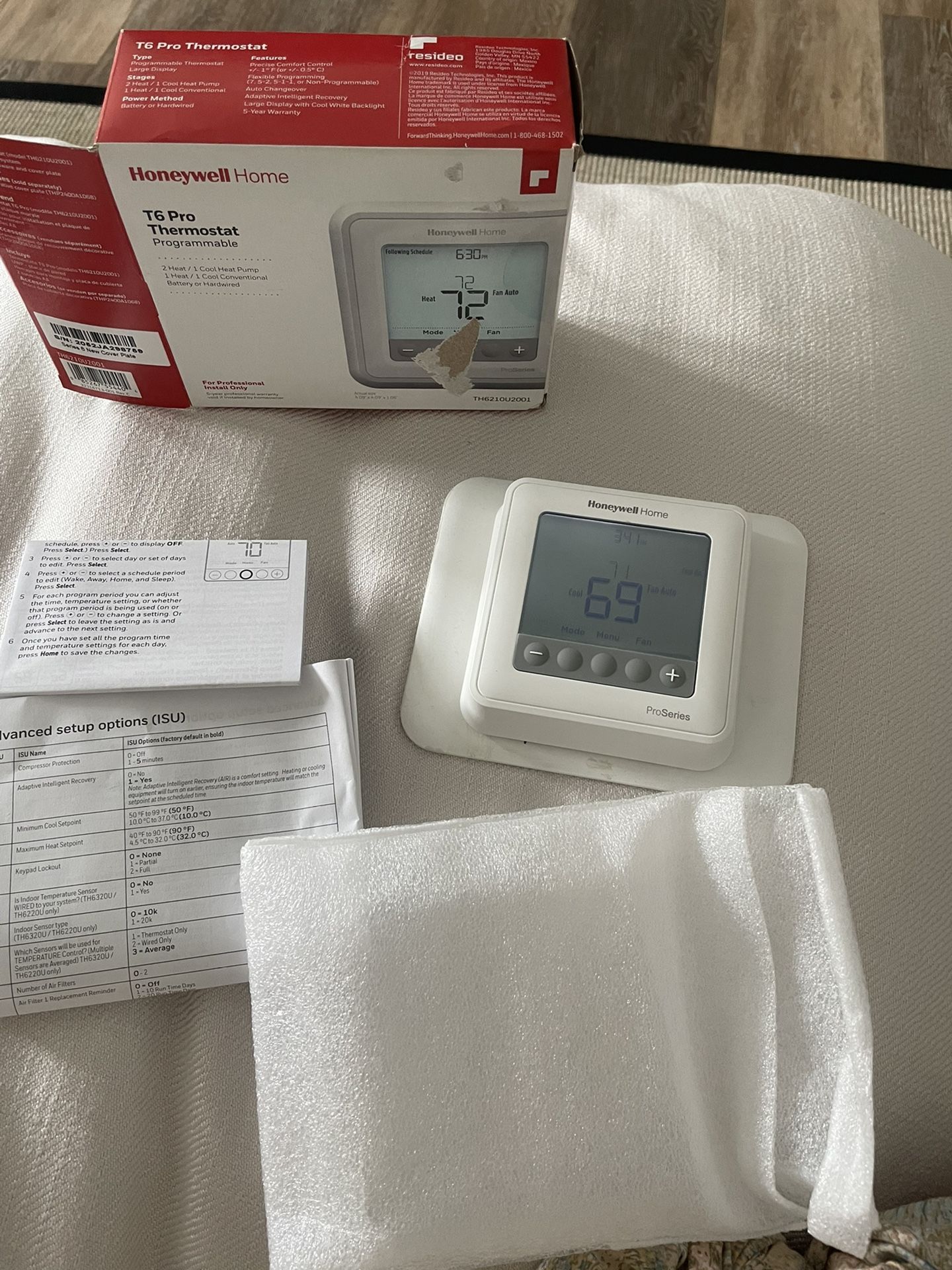 Honeywell T6 pro thermostat