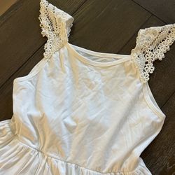 Off White Lace Sleeve Dress #011D