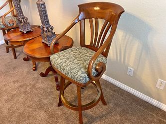 Mikhail Darafeev "Nomad" Swivel Cherry Handcrafted Bar Stools (Pair)