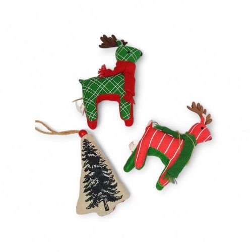 Target Christmas Tree Ornaments Set Plush Fabric Reindeer And Tree Lot 