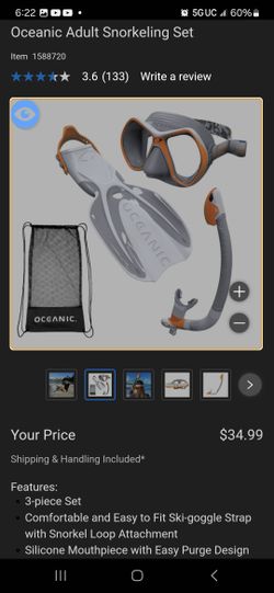 ***Oceanic Snorkel Set 50% Off NEW IN BOX***