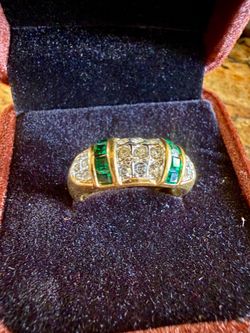 Vintage ESPO Joseph Esposito Sterling Gold Vermeil Emerald CZ Cocktail Ring – Sz 6.75