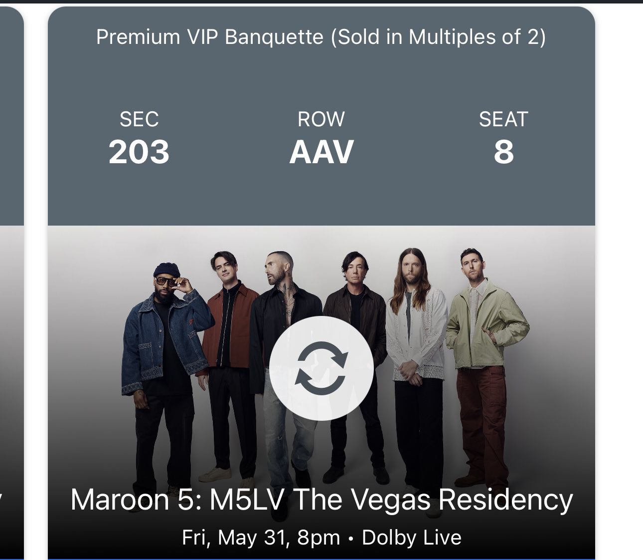 Maroon 5 Concert Tickets - 2 Premium VIP May 31st
