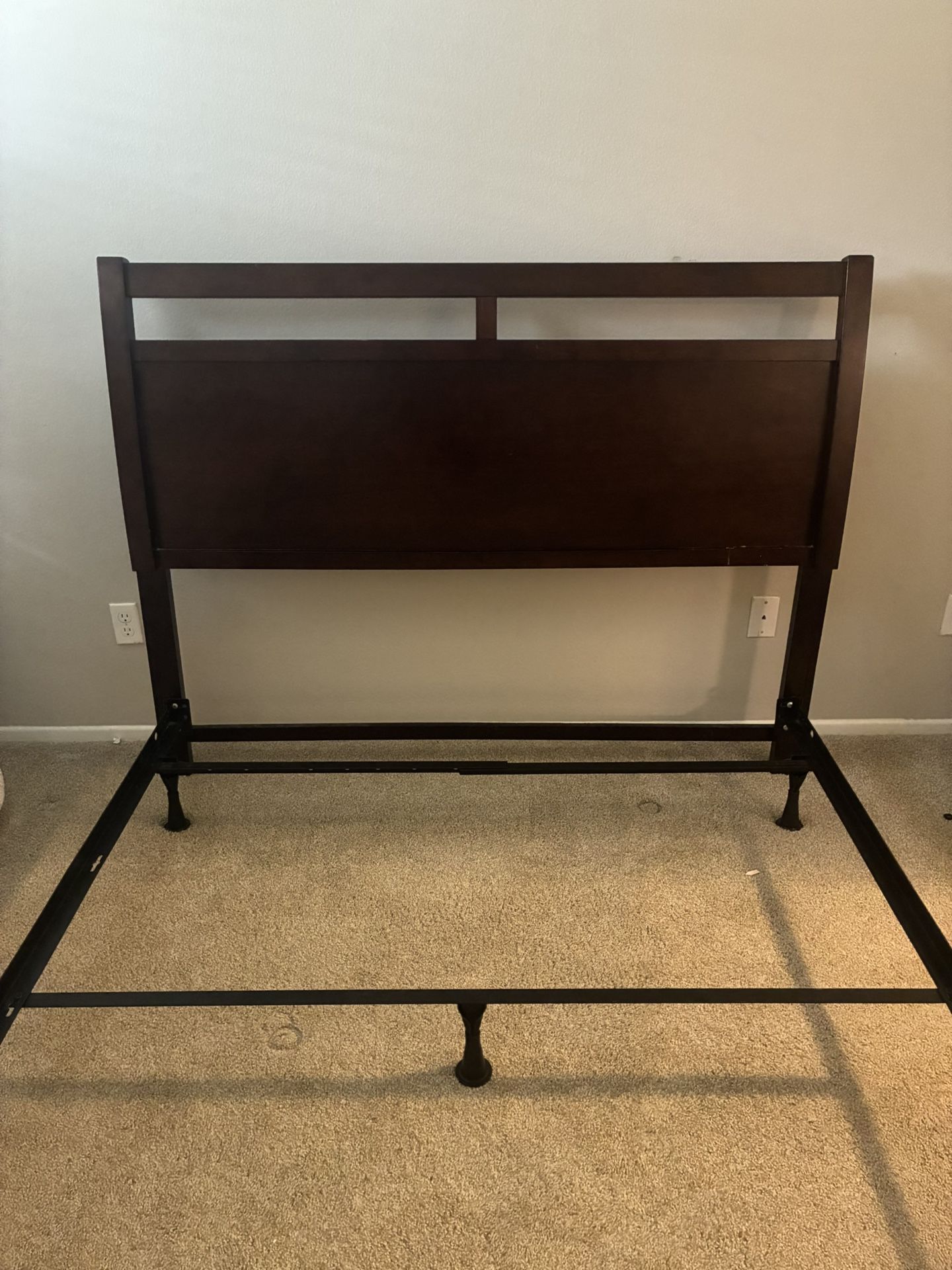 Queen Bed Frame with Wooden Headboard