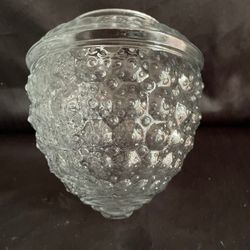 Beautiful Acorn glass fixture , Globe ,ceiling mount, clear , textured, vertical 3’ fitter Foyer , Bathroom , Mid Century Modern