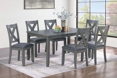 Brand new 7-Piece Gray Dining Table and Chair Set