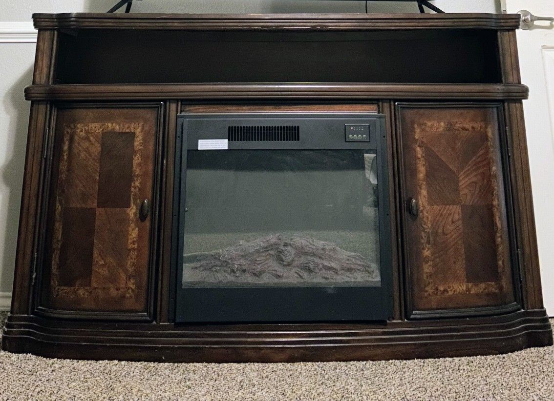 60in Wooden Electric Fireplace Tv Stand