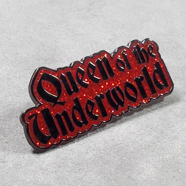 Queen of the Underworld Red Glitter Enamel Pin By Charmed Box of Shadows