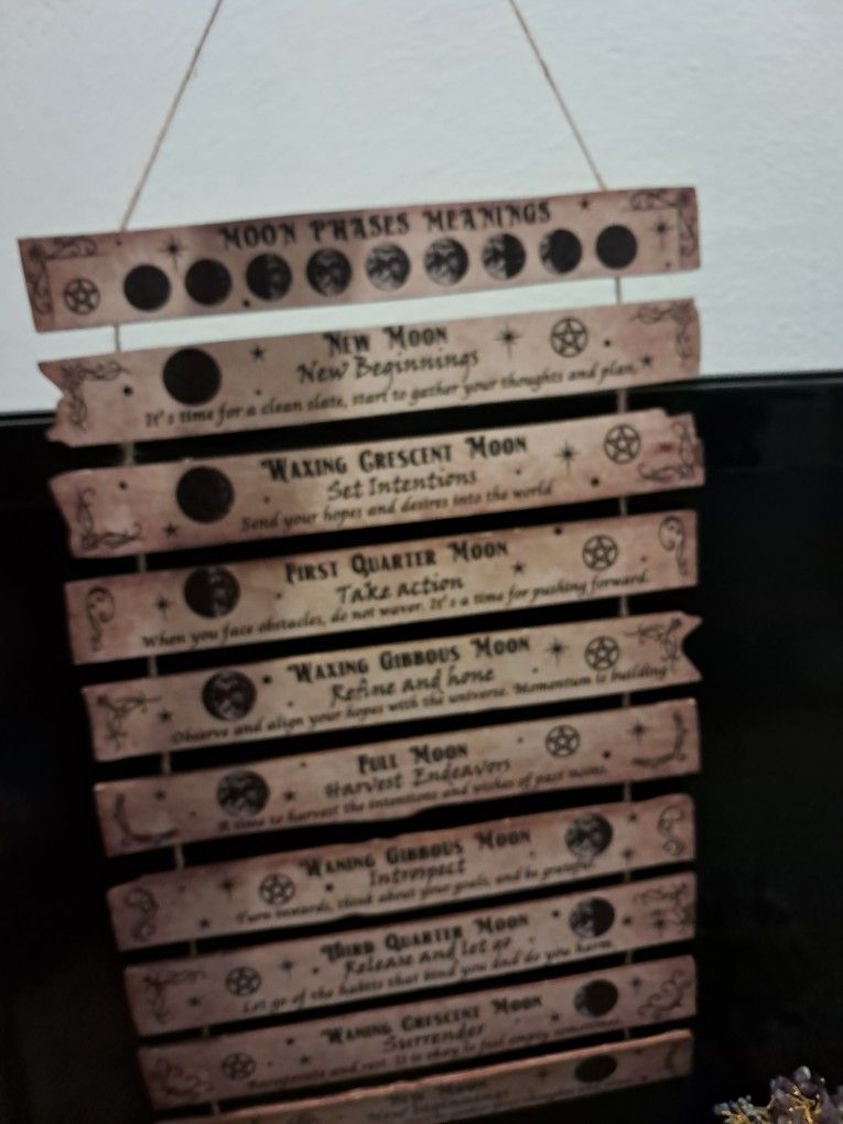 Wooden Wall Sign "Moon Phases "