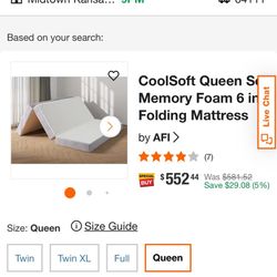 Brand new !!!- 🛏️ CoolSoft Queen Soft Memory Foam 6 in. Folding Mattress