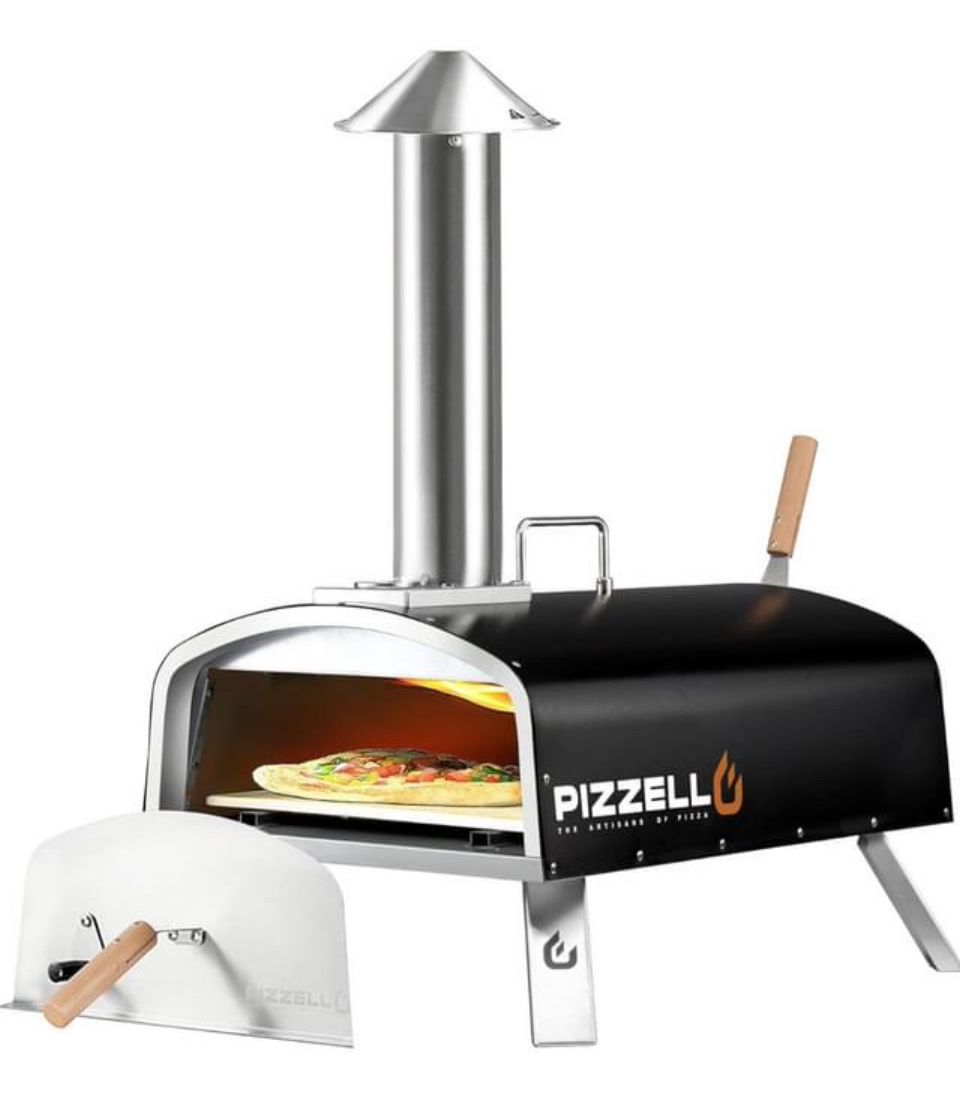 ✌️ PIZZELLO 16" Portable Pellet Pizza Oven Outdoor Wood Fired Pizza Ovens Included Pizza Stone, Pizza Peel, Fold-up Legs, Cover, Pizzello Forte (Black