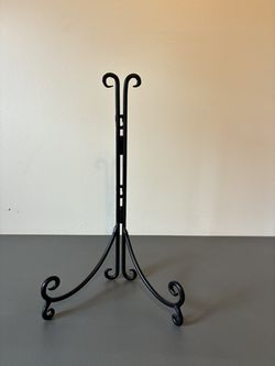 Plate Picture Holder & Hanger, Metal, Vintage, 14-inch, Folding Stand