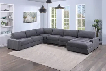 Brand New Grey Super Plush Corduroy Modular Sectional Sofa