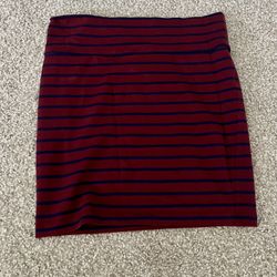 Red mini skirt with blue stripes