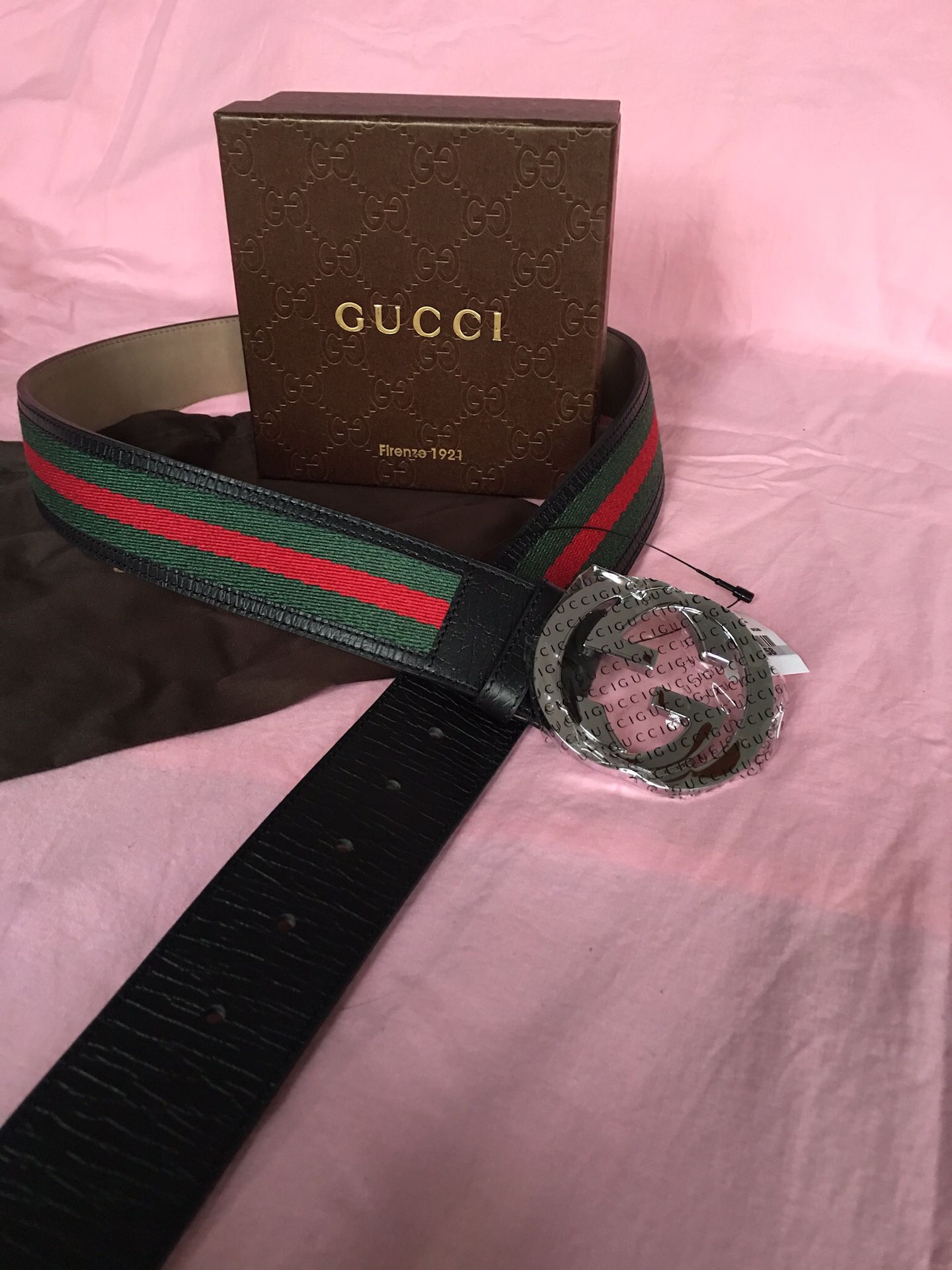 Gucci Black Green Red Signature Web Belt 95/38 + more sizes available