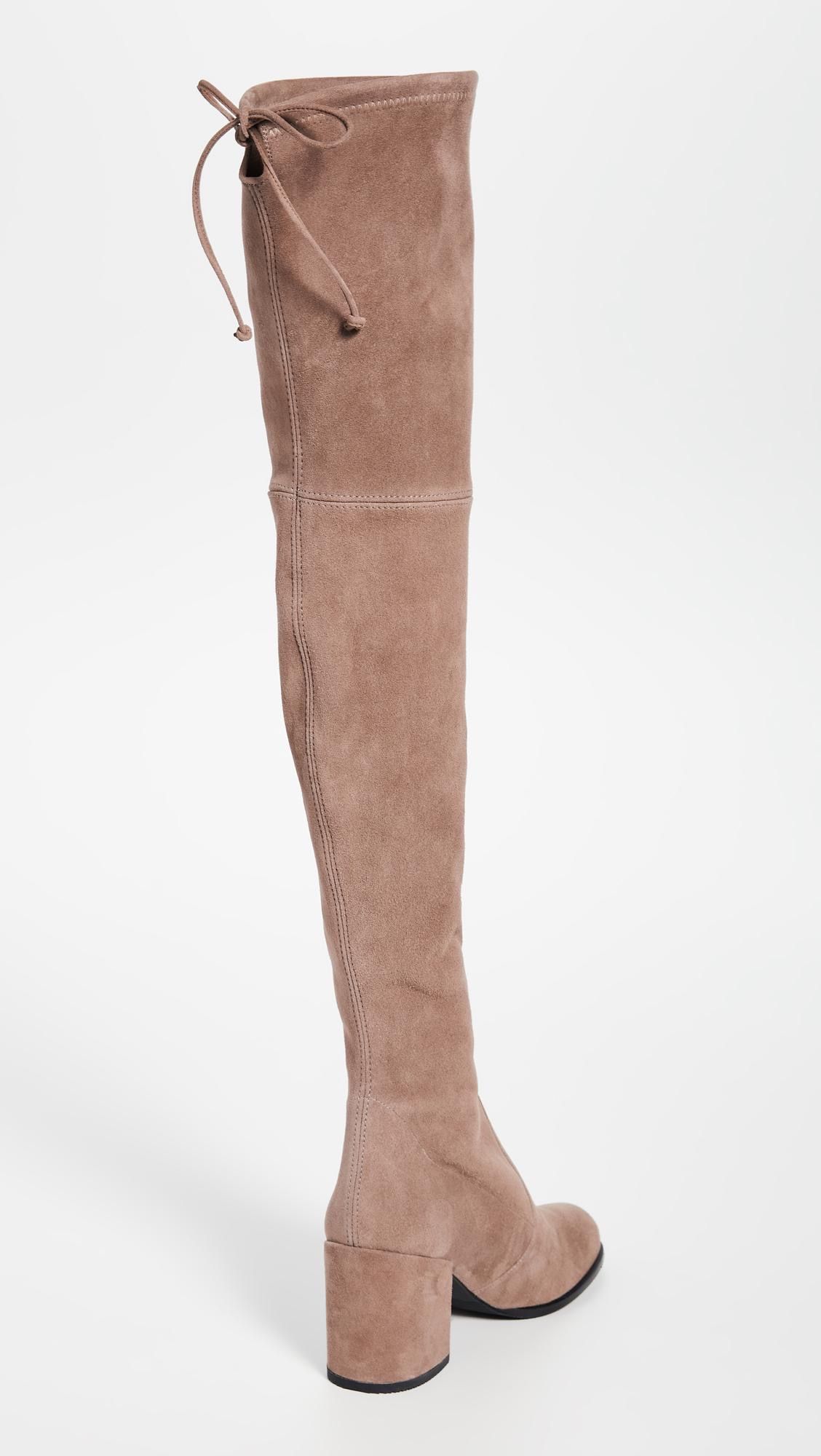 Stuart Weitzman Tieland Boot/ Suede/ Taupe/ Over the knee