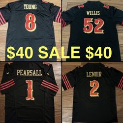 49ers Jersey Stitched Rivalries  Red White Gold Faithful Black Bosa Kittle Willis Warner Pearsall Lenoir Montana Steve Young CMC McCaffrey 