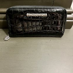 Brighton Croc Pattern Leather Zip Around Wallet