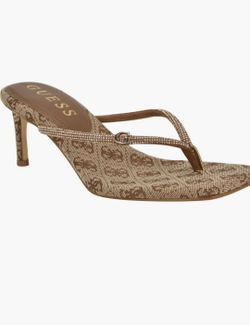 GUESS MAYAN RHINESTONE THONG STRAP HEELS