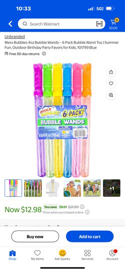 Maxx Bubbles - Bubble Wand 4 oz 6pc Combo Pack; Blue, Green, Purple, Orange, Pink & Yellow