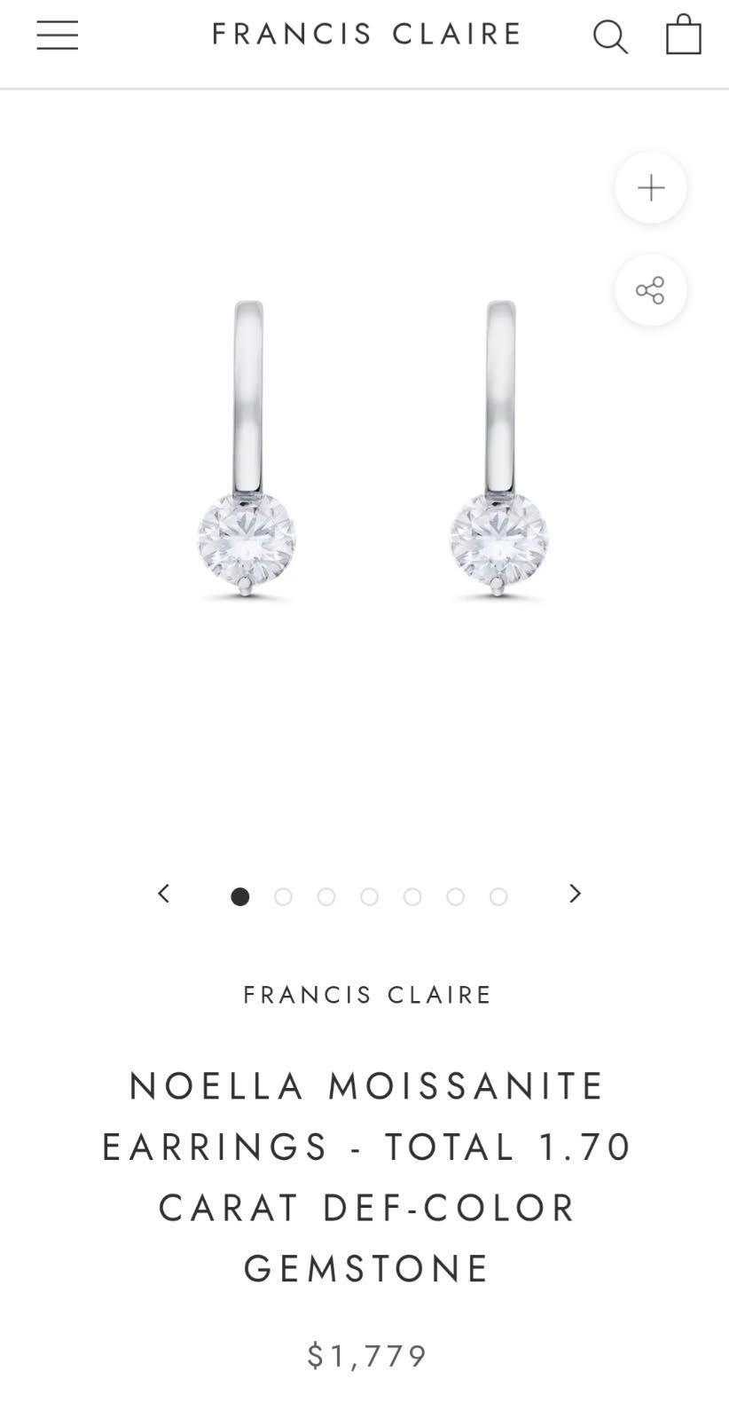 Francis Claire 1.7 Carat Sterling Silver Moissanite Ear Rings 