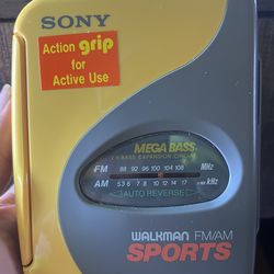 Vintage Sony WM-SXF33 Sports Walkman AM/FM Radio Cassette - Yellow Action Grip, Tested Working w/ Headphones- Used
