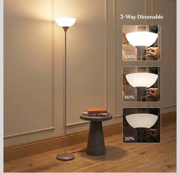 Room Essentials Floor Lamp – 3-Way Dimmable – Silver Finish – 71.5” Tall